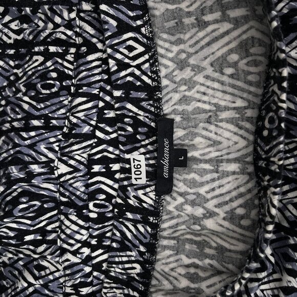 Ambiance Strapless Black White Geometric Print Jumpsuit Drawstring Waist‎ Large - Picture 6 of 12